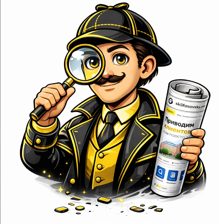 Холмс с лупой и отчетом